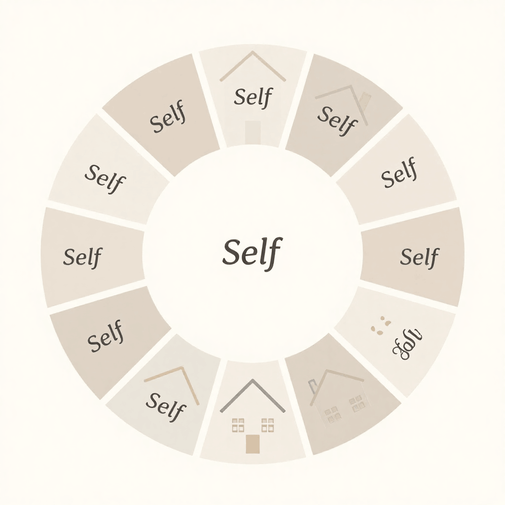 Visual guide to the 12 astrology houses and the life areas each represents